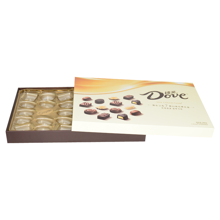 Custom Cardboard Gift Boxes with Lids Lid and Base Gift Box Chocolate Packaging Box With Plastic Insert  