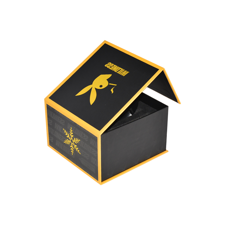 SPOT UV Magnetic Papre Packaging Box For Condom With Gold Foil Stamping Logo And Foam Insert  