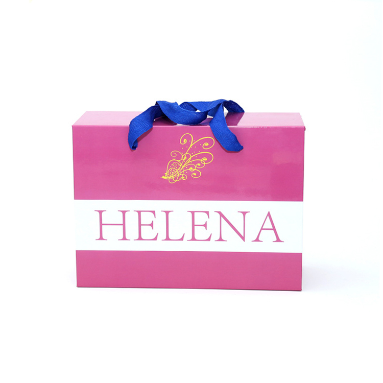  Custom Wholesale Flip Lid Medium Size Pink Glossy Magnetic Gift Box For 3 Bundles Virgin Hair Extension  