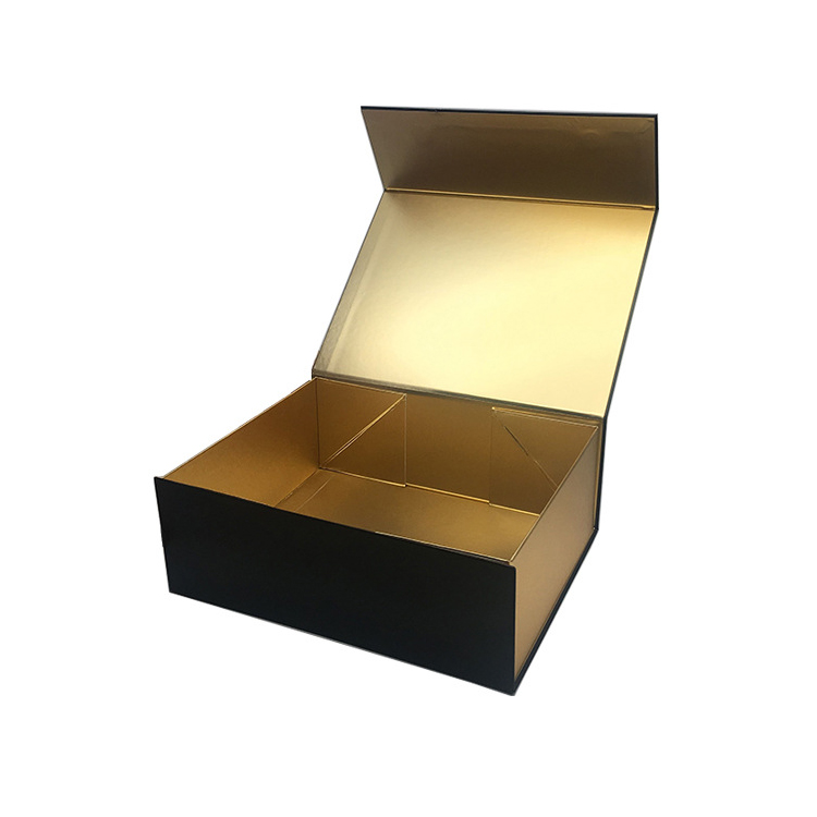 Custom Luxury Black Rigid Cardboard Packaging Foldable Collapsible Gift Box With Magnetic Lid Closure