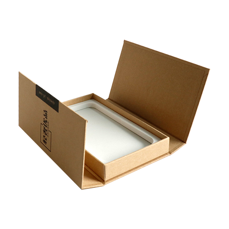 Wholesale Brown Natural Kraft Material Cardboard Paper Magnetic Packaging Gift Box For Cellphone Case