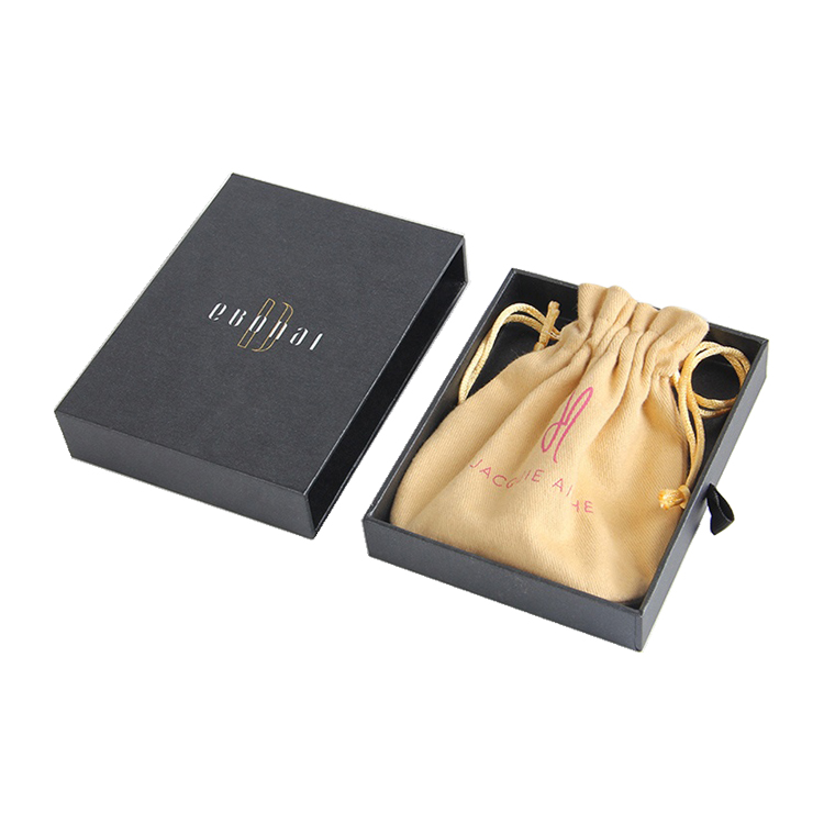  Wholesales Custom Luxury Cardboard Sliding Drawer Gift Box For Jewelry Bracelet With Drawstring Pouch  