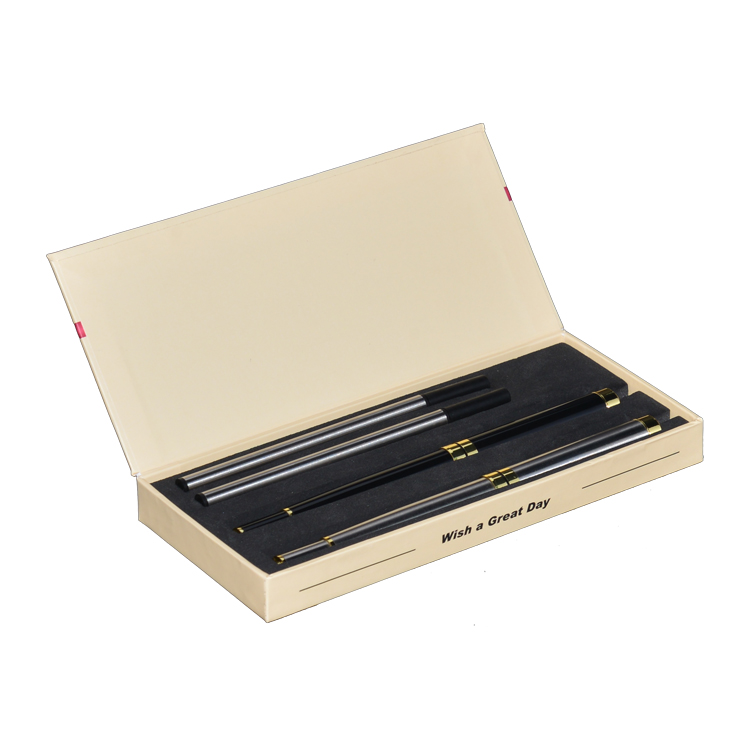 China Factory Cheap Customized Gift Boxes With Hinged Flap Lid For Pen Set With EVA Holder  