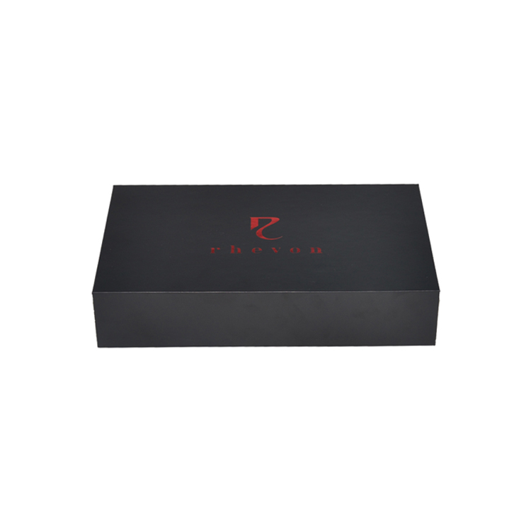 Luxury Rigid Paper Lid and Base Gift Packaging Box for Leather Belts with Red Hot Foil Stamping Logo  