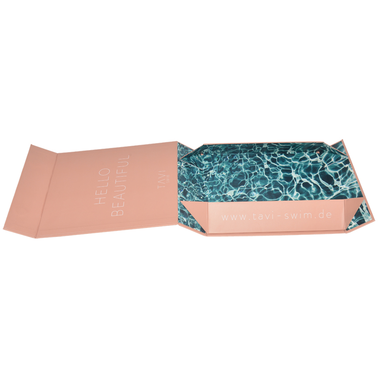  Custom Printing Pink Cardboard Bikini Swimwear Swimsuit Packaging Gift Box with Magnetic Closure  