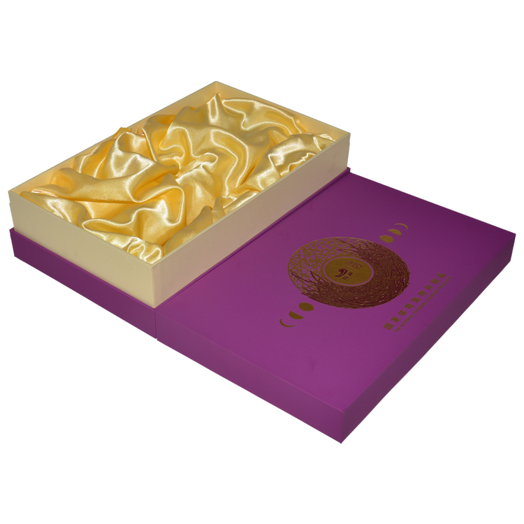 Gold Hot Foil Stamping Fancy Paper Top And Bottom Gift Boxes with Neck and Stain Holder for Mooncake