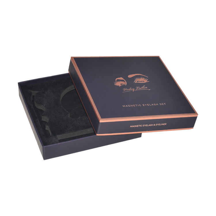 Custom Lid and Base Style False Eyelash Packaging Paper Box with EVA Foam Tray and Hot Foiled Logo