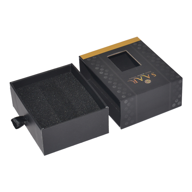 Luxury Sliding Paper Packaging Drawer Gift Box for Perfume Bottles with Foam Insert and Window  