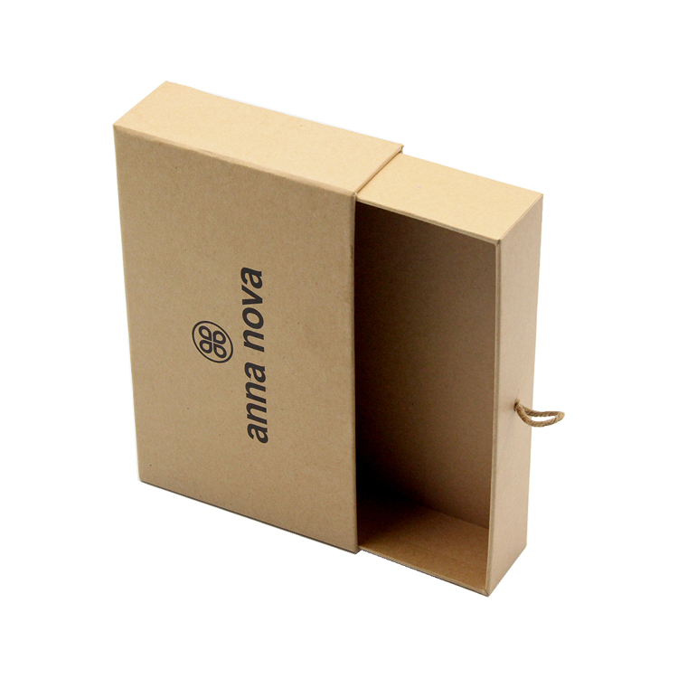  Luxury Custom Accessories Packaging Kraft Rigid Paper Sliding Drawer Gift Box with Silk Ribbon  