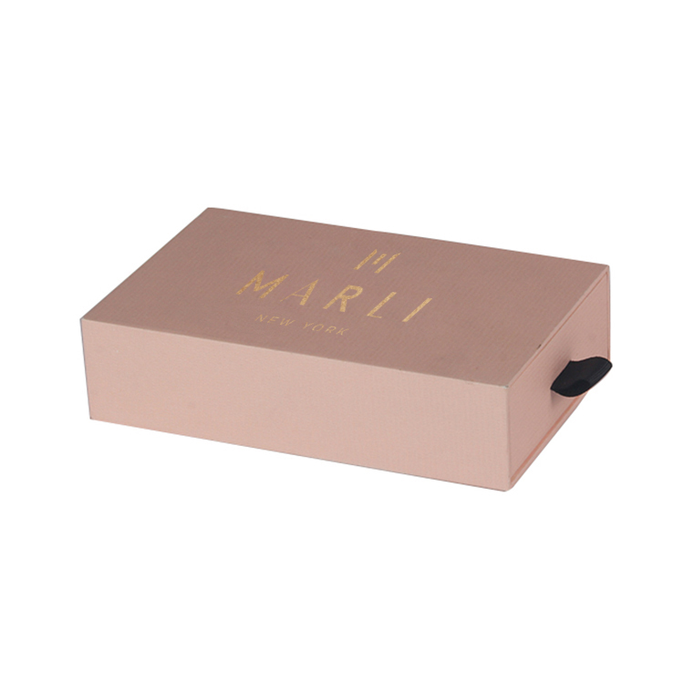 Custom Pink Hard Cardboard Rigid Paper Drawer Box Packaging for Jewelry with Velvet Flocked Inside  
