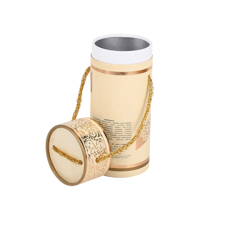 High Quality Cylinder Round Packaging Box With Rope Handle for Perfume Bottle Packaging  