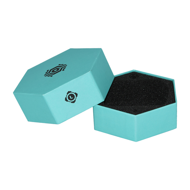 Customized Hexagonal Cardboard Gift Box for Electronics Packaging with Foam Holder and Spot UV Patterns  