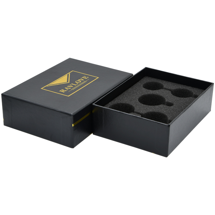 Rigid Setup Lid Off Gift Box for Beauty Blender Packaging with Gold Hot Foil Stamping Logo and Foam Holder