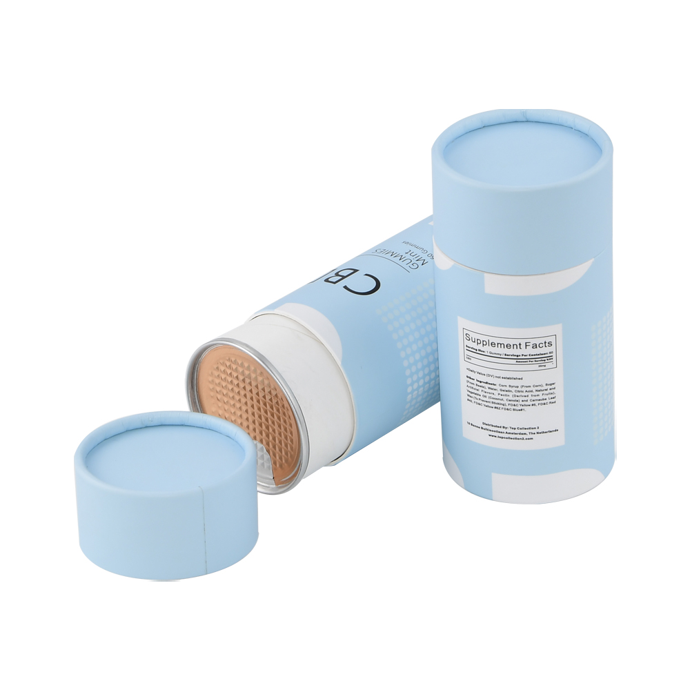  Food Grade Custom Easy Peel Off Paper Tube Box Cardboard Cylinder Box for CBD Supplements Packaging  