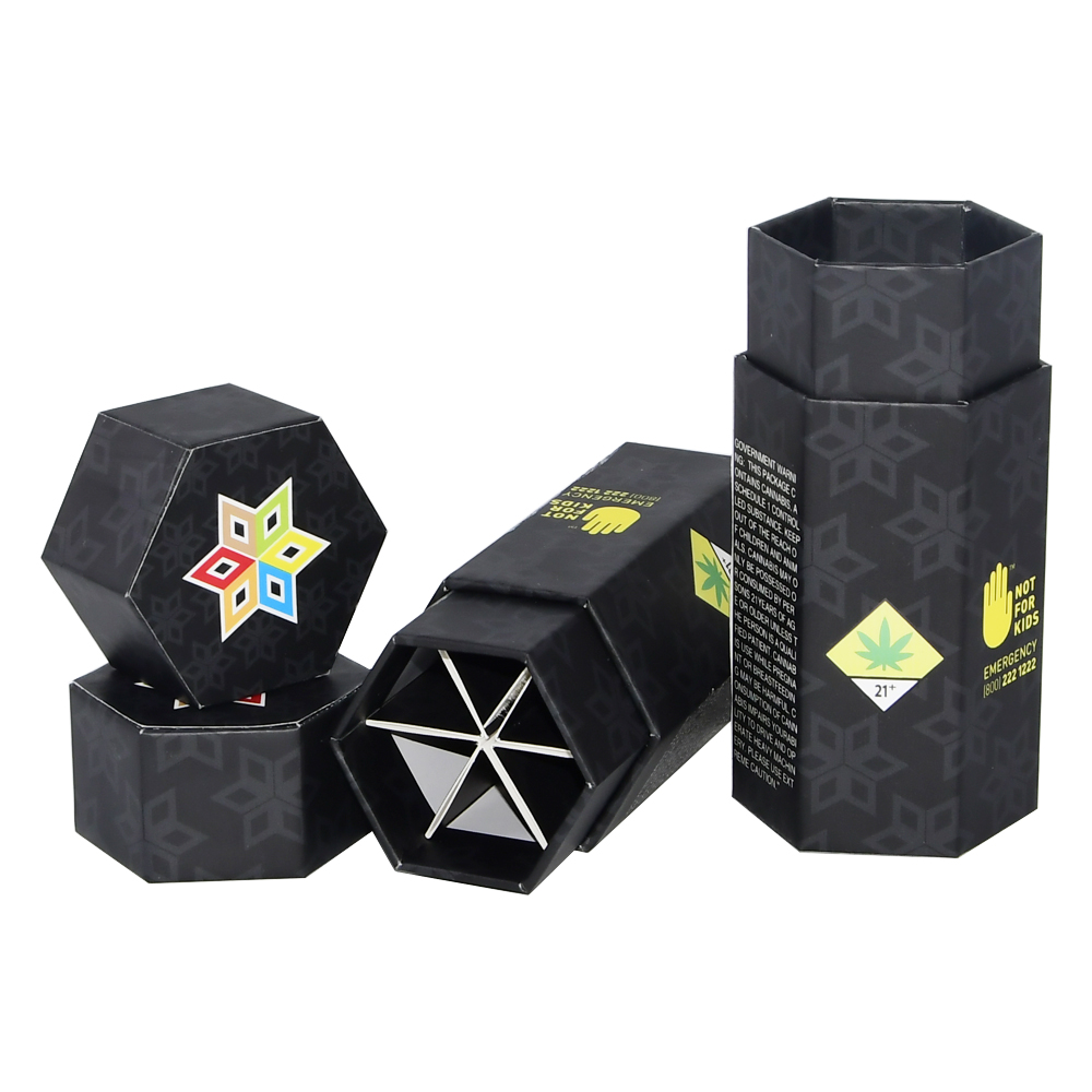  Get Best Customized Hexagon Shaped Rigid Packaging Blunt Boxes for 5 Multi Pack Pre Rolls Wholesale  