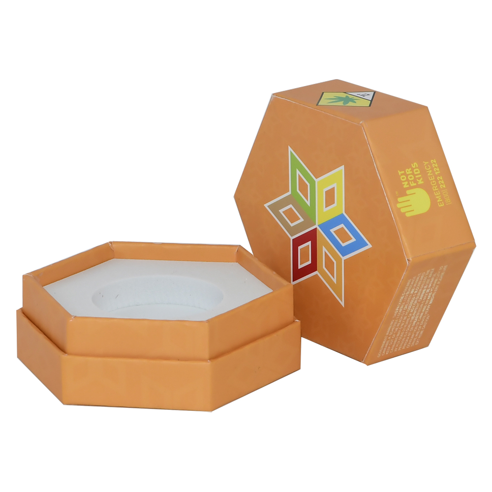 Resealable Hexagon Shaped Rigid Paper Boxes for 1ml 5ml 9ml Cannabis Wax Containers Packaging  