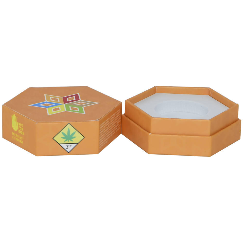 Resealable Hexagon Shaped Rigid Paper Boxes for 1ml 5ml 9ml Cannabis Wax Containers Packaging  