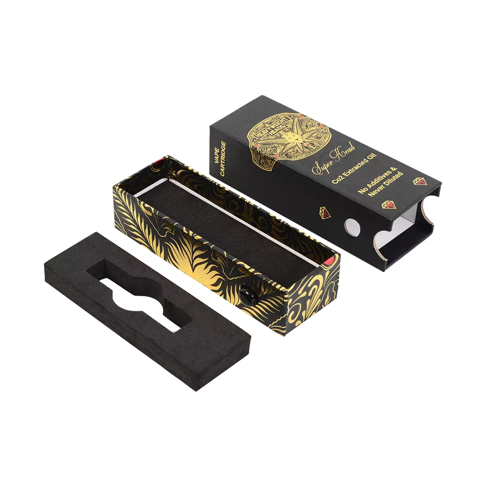  Custom Child Resistant Cardboard Drawer Boxes for Extracted Oil Pods Packaging with Foam Holder  