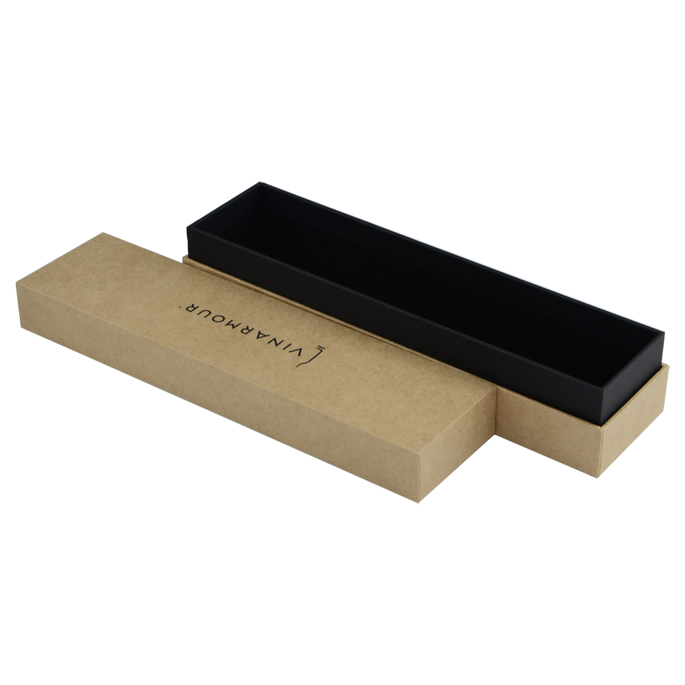  Custom Natural Kraft Lid Lift Off Gift Box with Black Hot Foil Stamping Logo for Wine Tools Packaging  