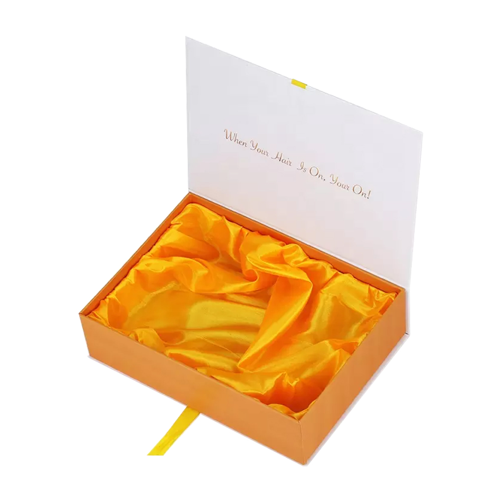 Satin Lining Magnetic Lid Gift Boxes for Bundle Wigs Hair Extension Packaging with Silk Ribbon