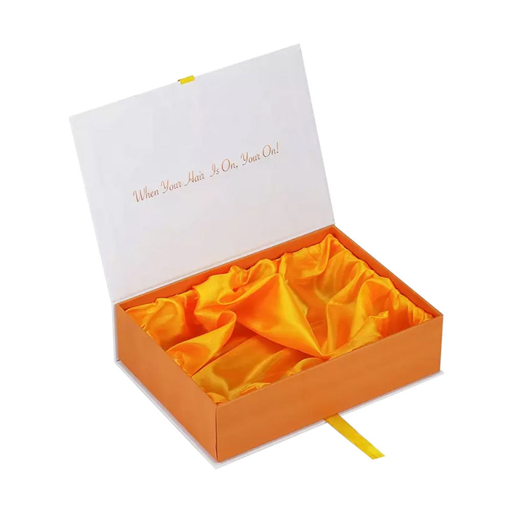  Satin Lining Magnetic Lid Gift Boxes for Bundle Wigs Hair Extension Packaging with Silk Ribbon  