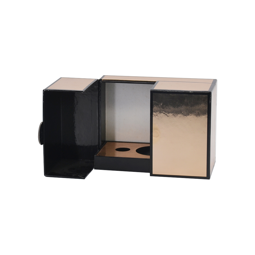  Luxury Custom Two Door Opening Gift Box for Candle Packaging with Foam Holder in Rose Gold Color  