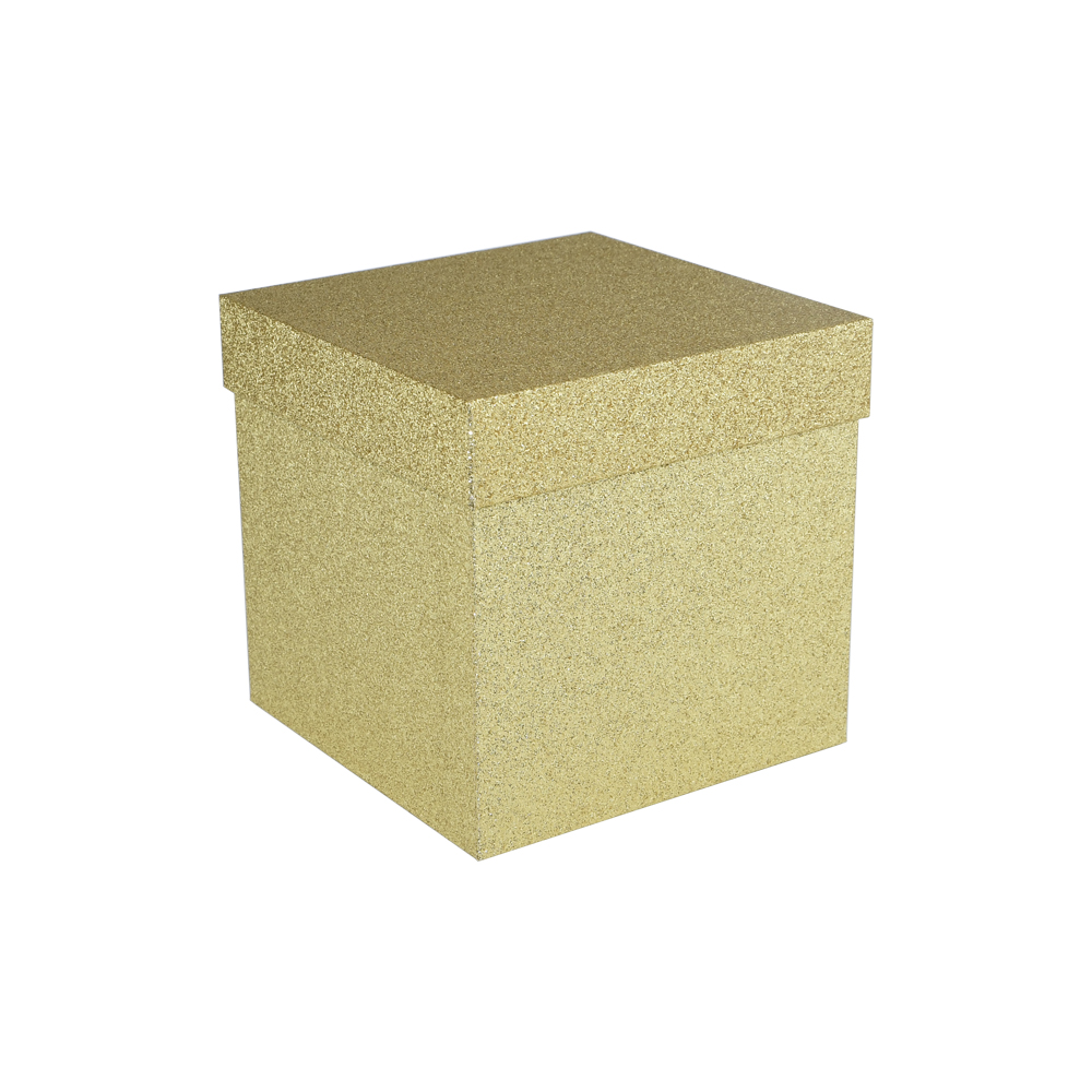 Custom Gold Glitter Paper Gift Boxes with Lift Off Lid in Assorted Sizes for Christmas Decoration  