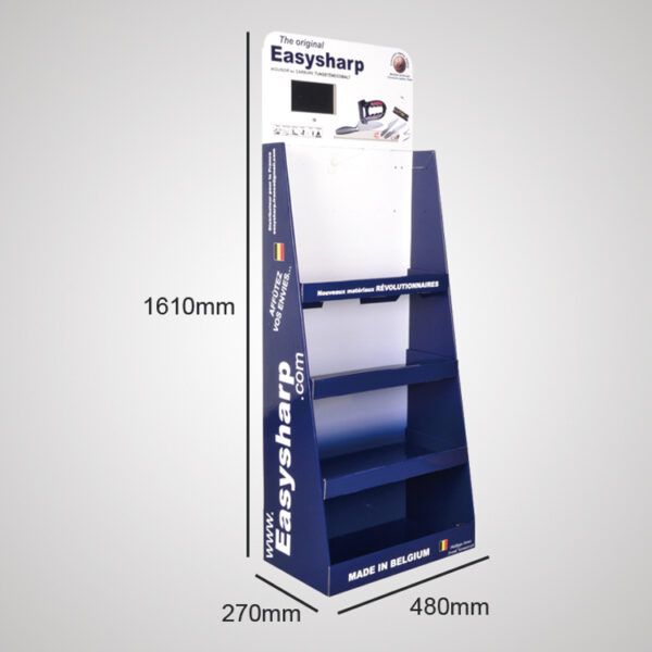 3-Tier Cardboard Floor Display With 7'' LCD Video Screen