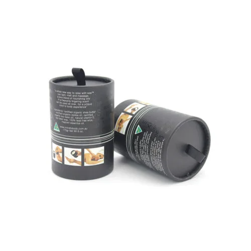 Black Gloss Cylinder Packaging Box For Argan Oil Bottles