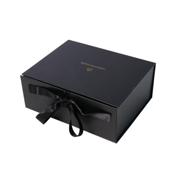 Collapsible Magnetic Clothing Gift Box With Silk Ribbon