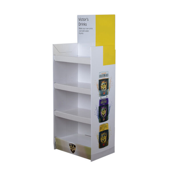 Custom 4 Tier Beverage Cardboard Floor Display Stand Rack