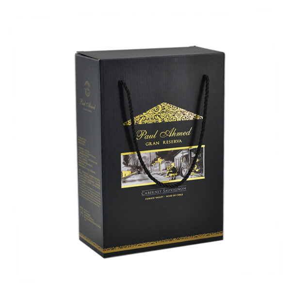 Custom Cardboard Wine Box For 2 Bottles With Rope Handle
