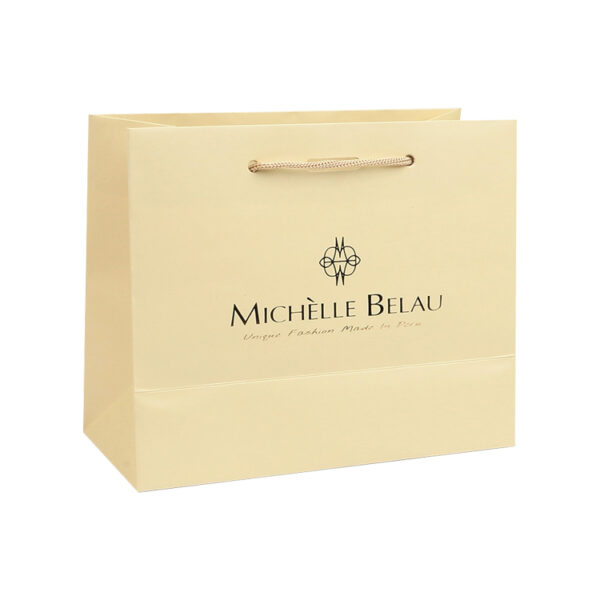 Custom Color Printed Gold Paper Gift Bag With Ribbon Handle