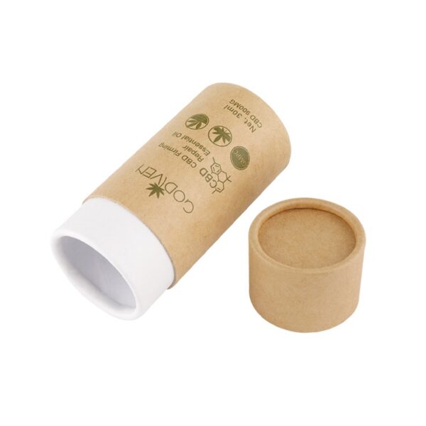 Custom Kraft CBD Oil Cylinder Tube Box With Foil Stamp Logo