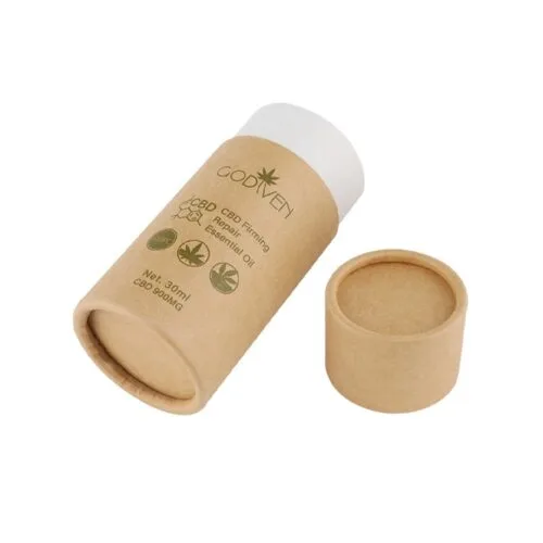 Custom Kraft CBD Oil Cylinder Tube Box With Foil Stamp Logo Custom Kraft CBD Oil Cylinder Tube Box With Foil Stamp Logo