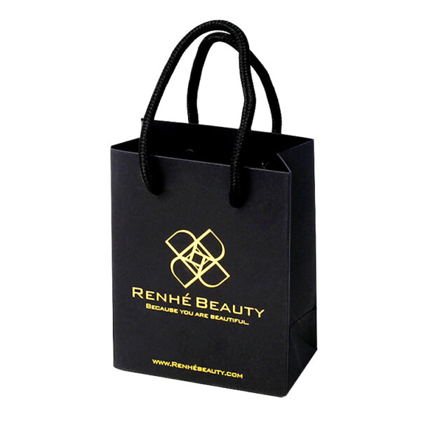 Custom Luxury Paper Gift Bags With Rope Handle Gold Logo