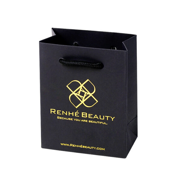 Custom Luxury Paper Gift Bags With Rope Handle Gold Logo