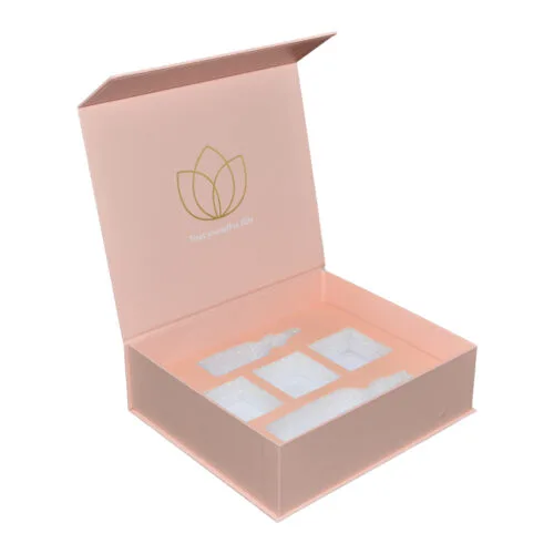 Custom Luxury Pink Magnetic Gift Box With Gold Foil Logo Custom Luxury Pink Magnetic Gift Box With Gold Foil Logo