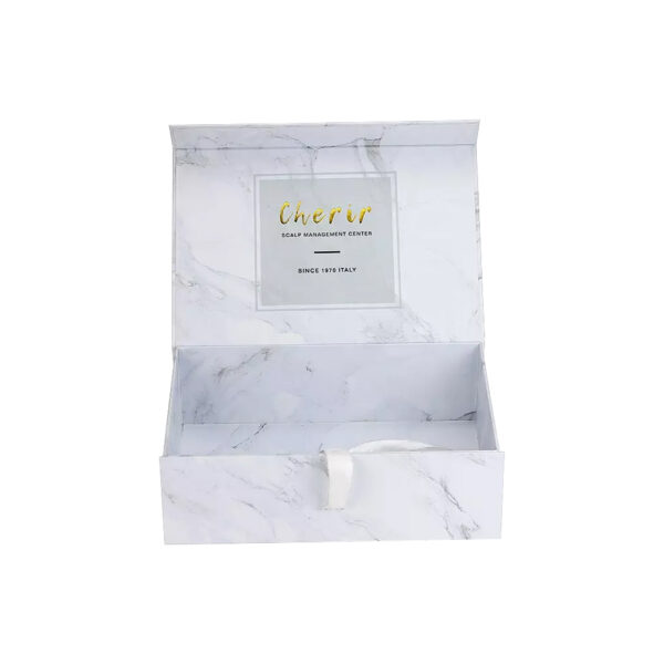 Custom Marble Magnetic Closure Gift Box With Ribbon Handle