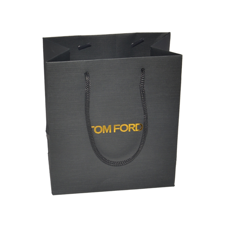 Custom Matte Black Luxury Paper Bag with Gold Foil Logo