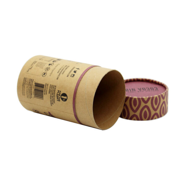 Custom Printed Kraft Paper Cylinder Tube Box For Cocoa Nibs