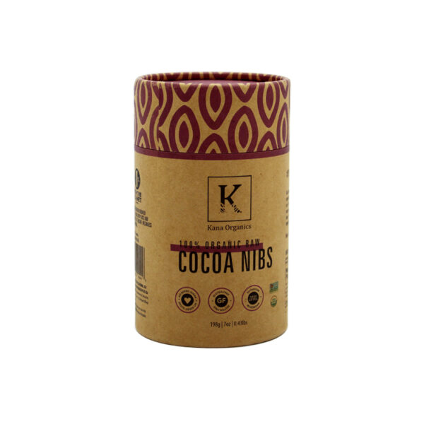 Custom Printed Kraft Paper Cylinder Tube Box For Cocoa Nibs