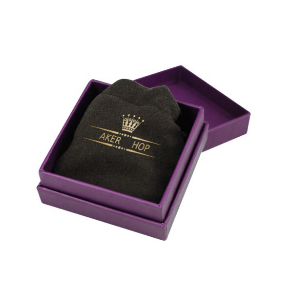 Custom Rigid 2 Piece Box With Pouch For Jewelry Packaging