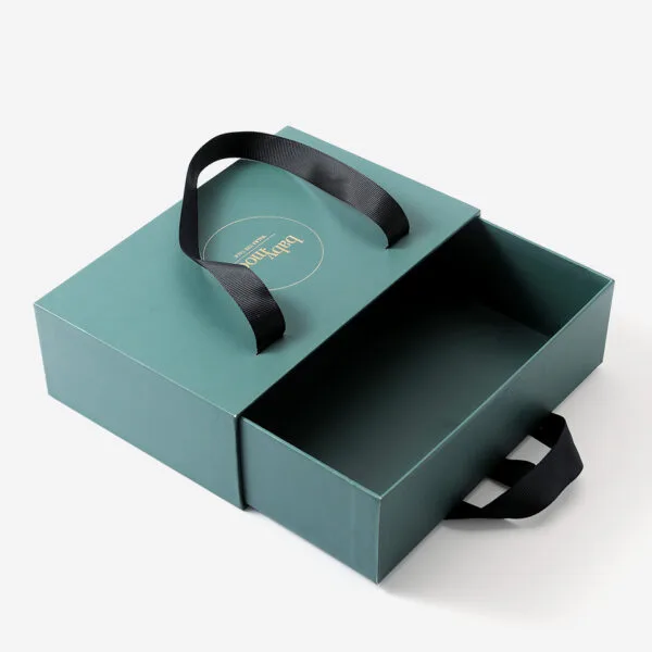 Benutzerdefinierte starre Schublade Geschenkbox mit Band Griff Benutzerdefinierte starre Schublade Geschenkbox mit Band Griff