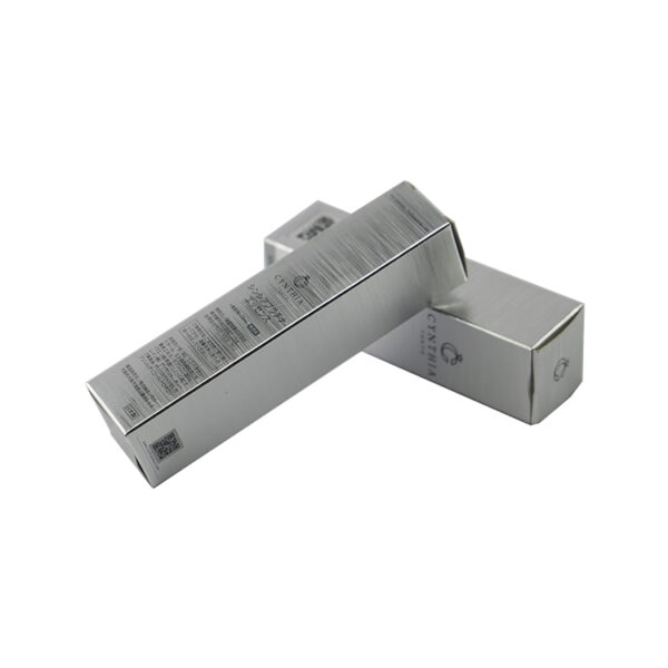 Custom Silver Oil Box With Black Foil Logo Packaging Gift