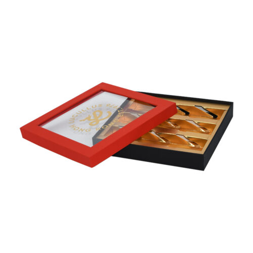 Custom luxury rigid chocolate gift box with gold holder