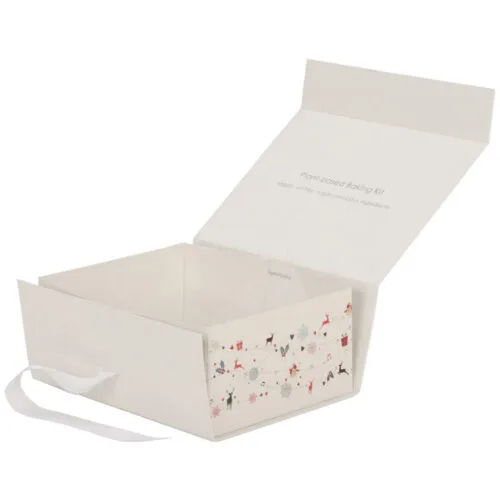 Foldable Matte White Magnetic Closure Gift Box With Ribbon Foldable Matte White Magnetic Closure Gift Box With Ribbon