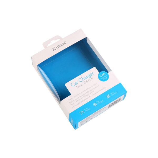 Folding Cardboard Car Charger Box With Hanger Tab Window