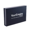 Glossy Navy Blue Magnetic Rigid Gift Box With Embossed Logo Glossy Navy Blue Magnetic Rigid Gift Box With Embossed Logo