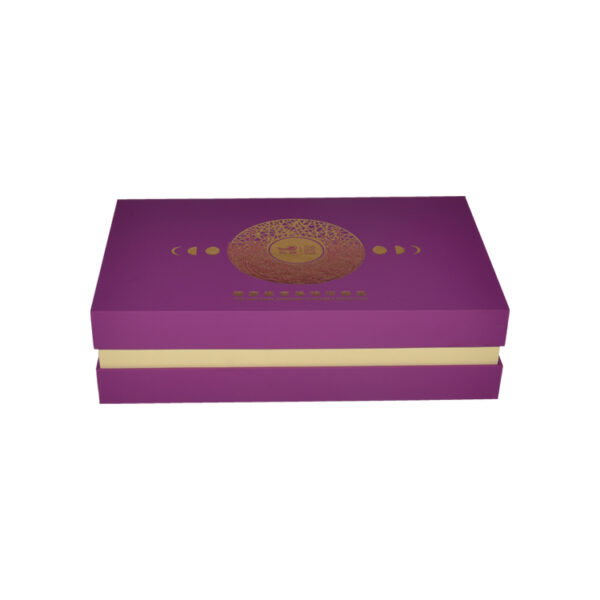 Gold Foil Stamped Top And Bottom Gift Boxes For Mooncake